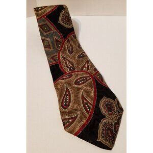 Zylos George Machado Gray Black Tan Red Paisley Mens Necktie Tie 100% Silk 61"